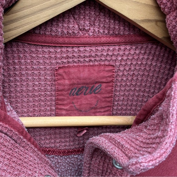 aerie snap oversized pullover, brick red, size small - Picture 6 of 11